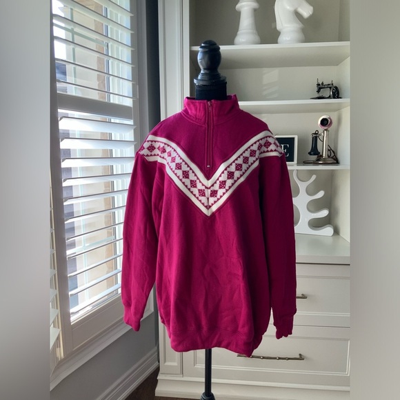 Vintage Y2K 90’S R&R SPORTS Magenta Half Zip Pullover Sweater Women’s SZ Large - Picture 15 of 15